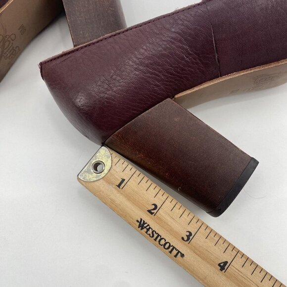 Latigo Size 8 M Kala Maroon Leather Classic Pump Chunky Heel Anthropologie - Picture 12 of 12